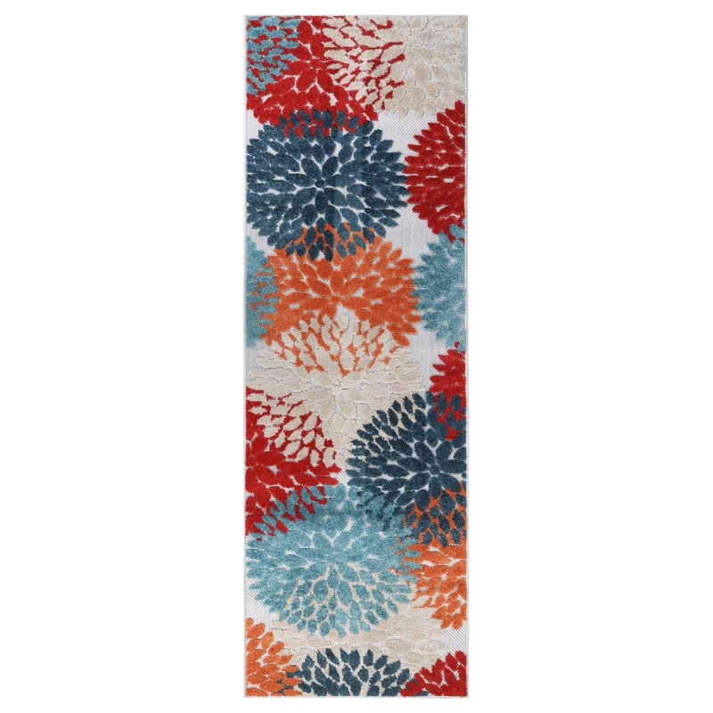 Superior Hydrangea Floral Medallion Indoor Outdoor Area Rug