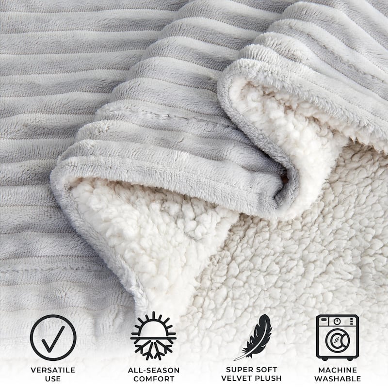 Luxurious Ribbed Texture Reversible Sherpa Blanket