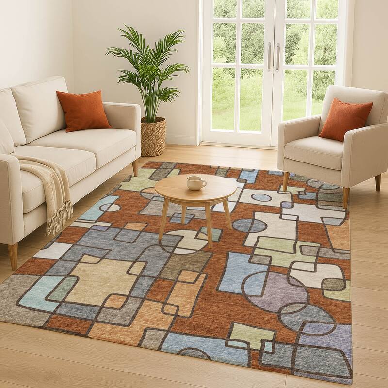 Machine Washable Indoor/ Outdoor Contemporary Prenner Chantille Rug