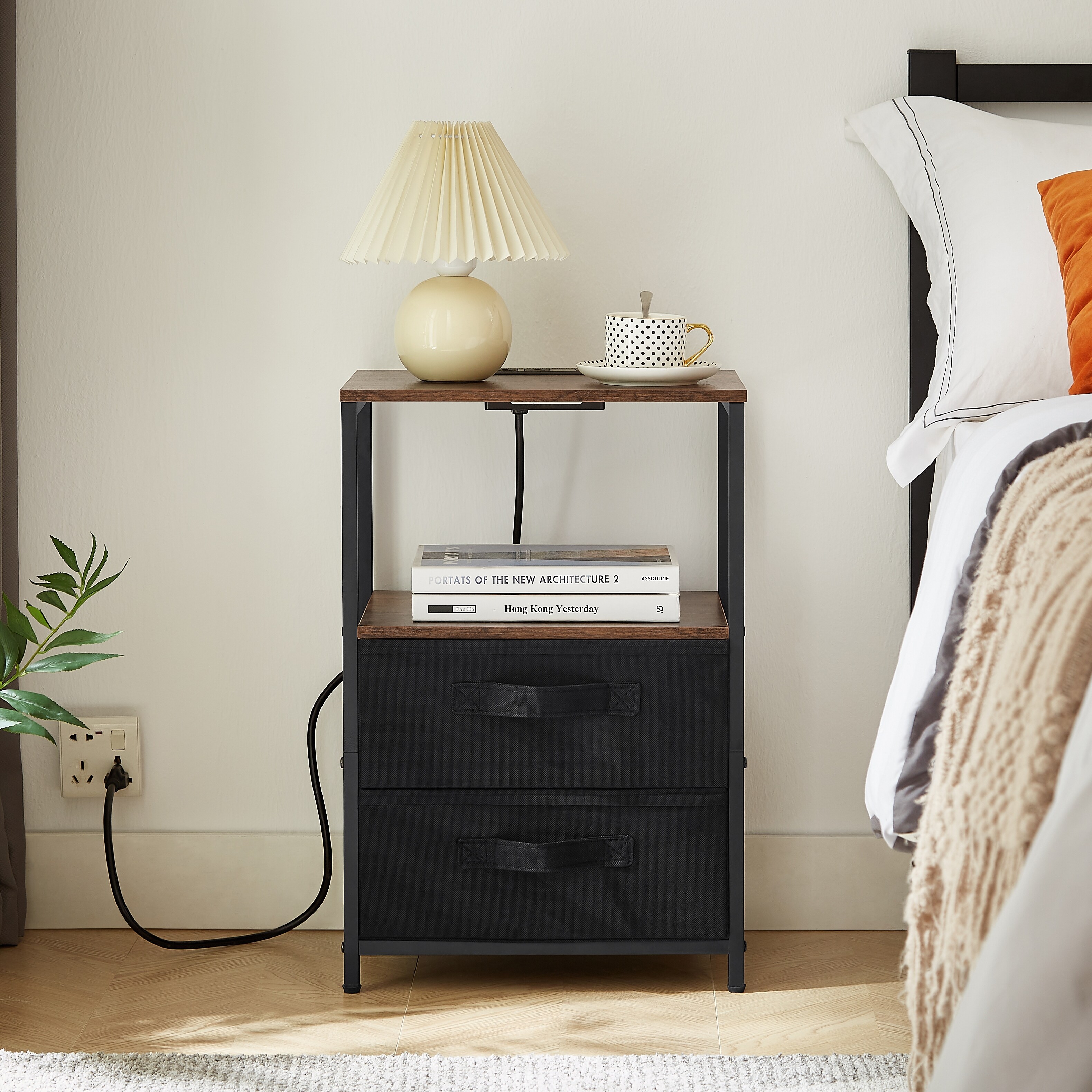 Nightstand with hotsell usb and outlet