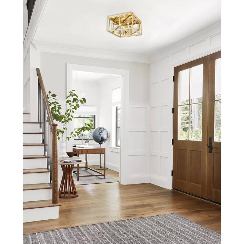 4-Light Gold Interlocked Box Flush Mount