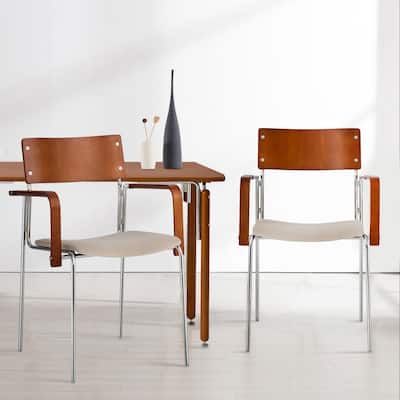 Pasargad Home Kyoto 2-Piece Armchair Set, Beige/Brown - W22"xD19.3"xH32.5"
