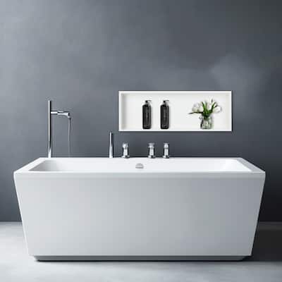 Stainless Steel 18 Gauge White Cream Rectangular Recessed Shower Niche 24."x9"