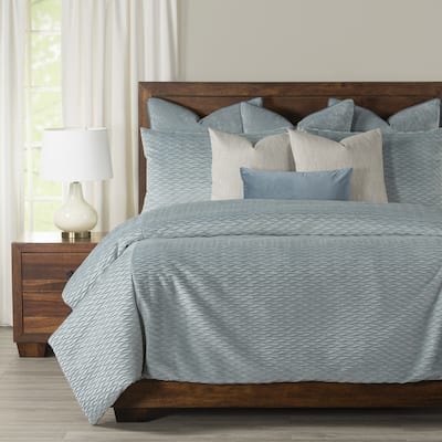 Blue Tide Tucked Velvet Duvet Cover and Insert Set