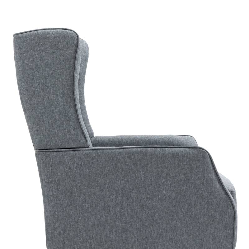 Cotton Linen Accent Chair with Wood Legs