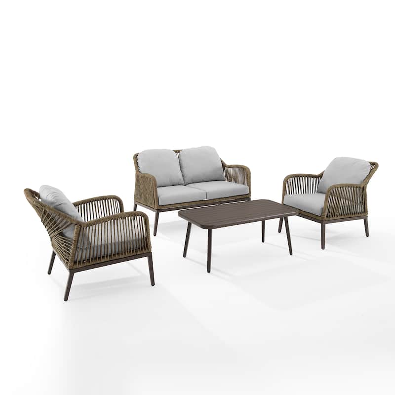Haven 4-piece Outdoor Wicker Conversation Set - 85"D x 143"W x 29.75"H