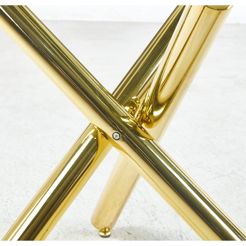 Dining Table with Metal Leg and Glass, Modern Space Saving Kitchen Table for Living Room