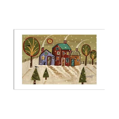 Three Winter Cabins Fine Art Paper Print by Karla Gerard - Multi