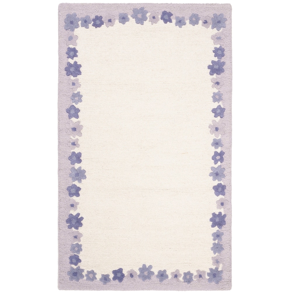 SAFAVIEH Handmade Children's Daisy Borders Ivory New Zealand Wool Rug