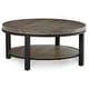 preview thumbnail 1 of 2, Canyon Solid Wood and Metal Round Coffee Table in Washed Grey - 19" x 40" x 40"