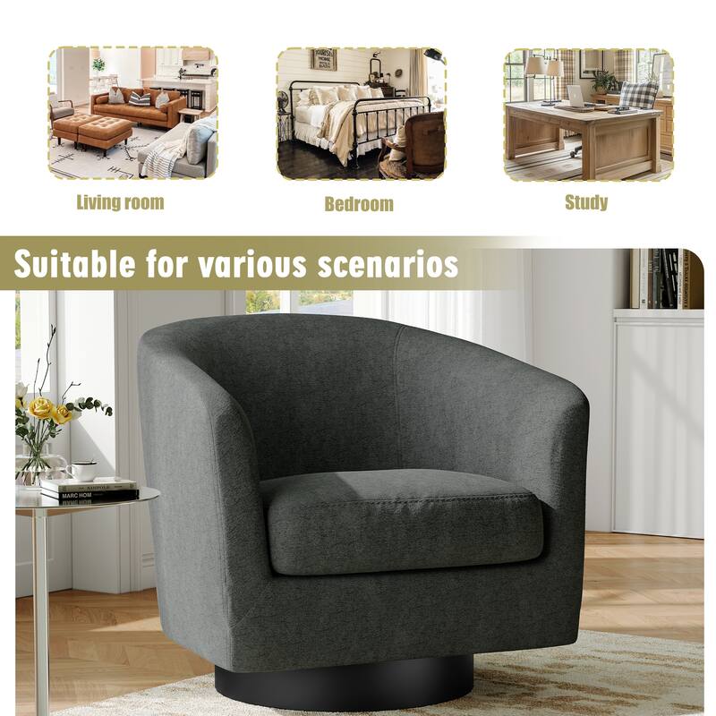 2 Set Modern Soft Upholstered Chenille Swivel Barrel Chair