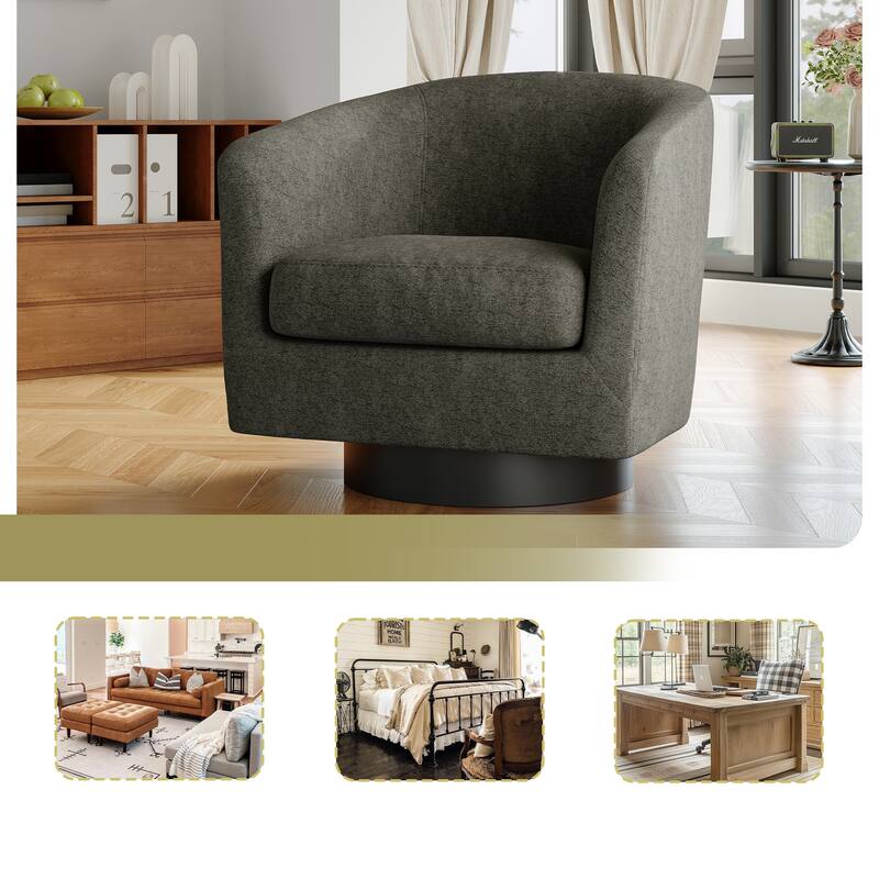 Modern Upholstered Barrel Chair Swivel Accent Chair for Living Room