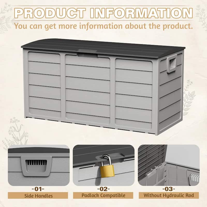 SUNCROWN 75-120 Gallon Weatherproof Resin Outdoor Storage Deck Box for Furniture and Supplies
