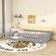 preview thumbnail 1 of 12, Full Size Bed Floor Bed with Safety Guardrails and Door for Kids Light Grey