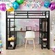 preview thumbnail 2 of 9, Space-Saving Metal Full Size Loft Bed with Storage Wardrobe and Desk and Shleves,Kids and Baby