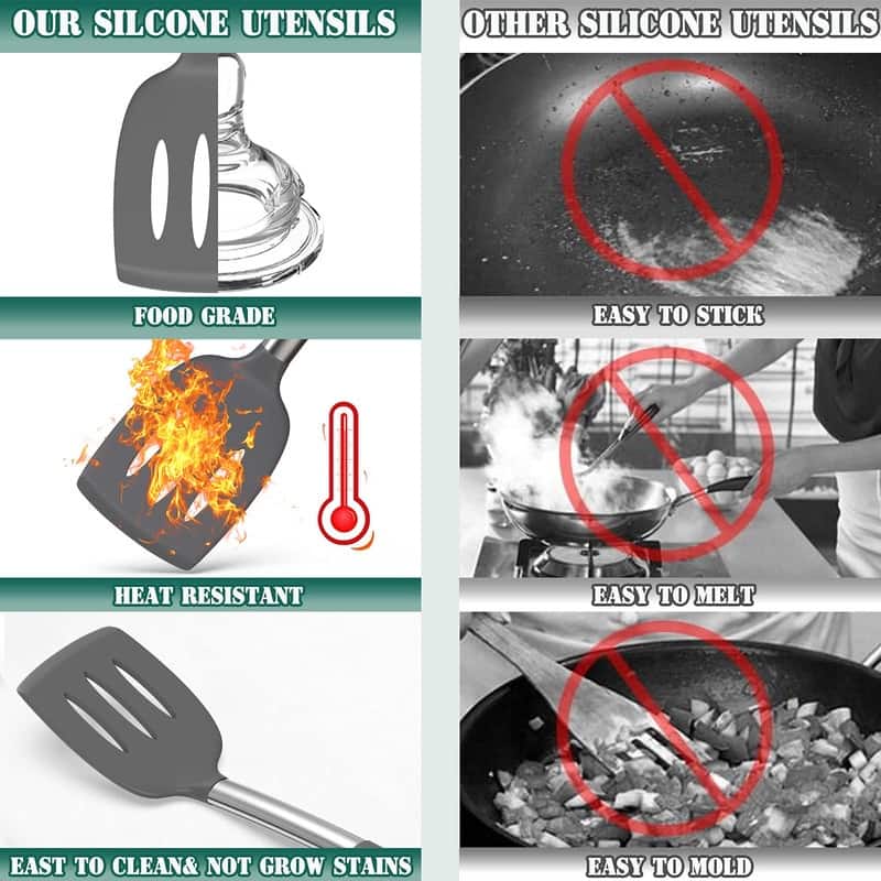 Silicone Kitchen Cooking Utensils Set-Umite Chef 43 pcs Heat Resistant Kitchen Utensils