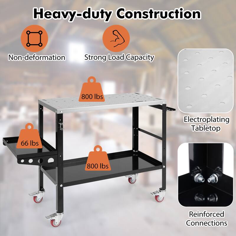 Gymax Heavy-duty Welding Table w/ Tool Rack & Tray 5/8'' Fixture Holes