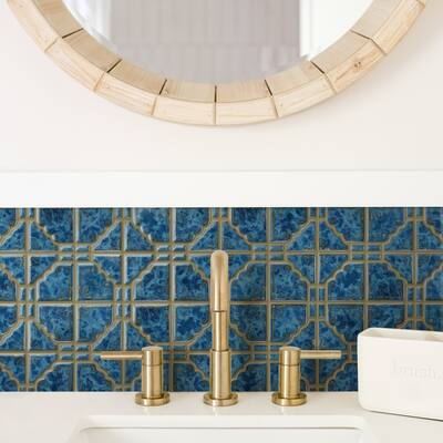 Merola Tile Moonbeam Pacific Blue 11.75" x 11.75" Porcelain Mosaic Tile