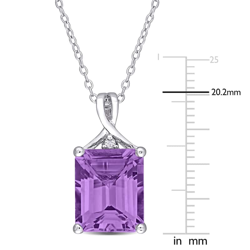 Miadora Sterling Silver Ocatgaon-cut Amethyst and White Topaz Solitaire Necklace