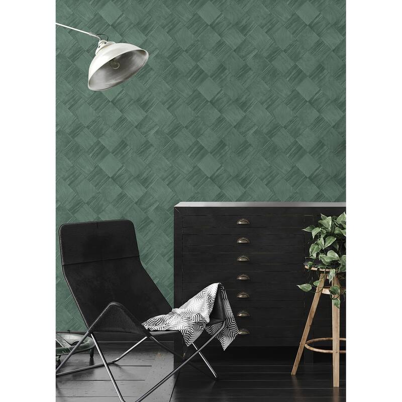 A-Street Prints Thriller Green Wood Tile Wallpaper