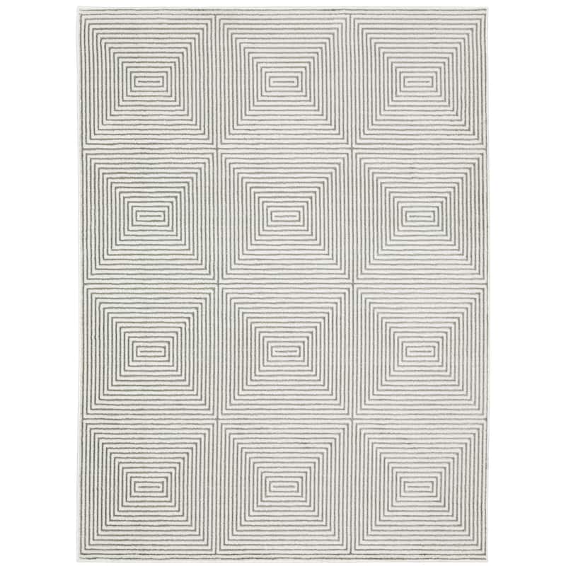 Montreuil Grey White Geometric Casual Area Rug