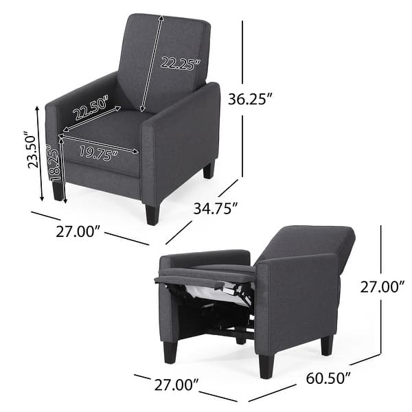 dimension image slide 3 of 7, Darvis Fabric Recliner Club Chair by Christopher Knight Home