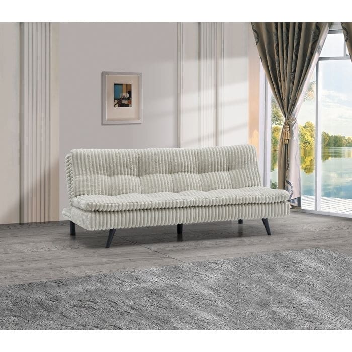 Modern Corduroy Futon Sofa Bed with Plush Tufted Pillow Top, Convertible Living Room Sofa Bed - Beige