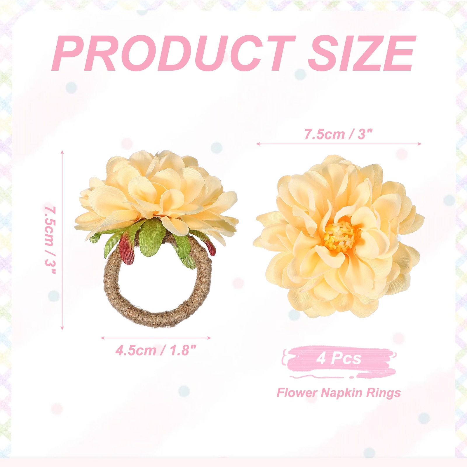 Flower Napkin Rings, Handmade Chrysanthemum  Napkin Ring Holders Buckles Table Decorations