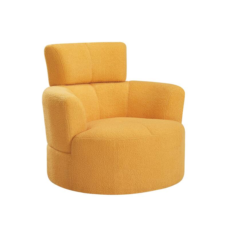 Swivel Chair Accent Chair Barrel Chair with Cushioned Seat, Round Sofa Chair with Adjustable Headrest