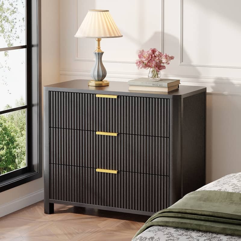 Modern Oversized Nightstand with Drawers, 31.5-Inch Sofa End Side Table with Storage, Extra Large Bedside Table
