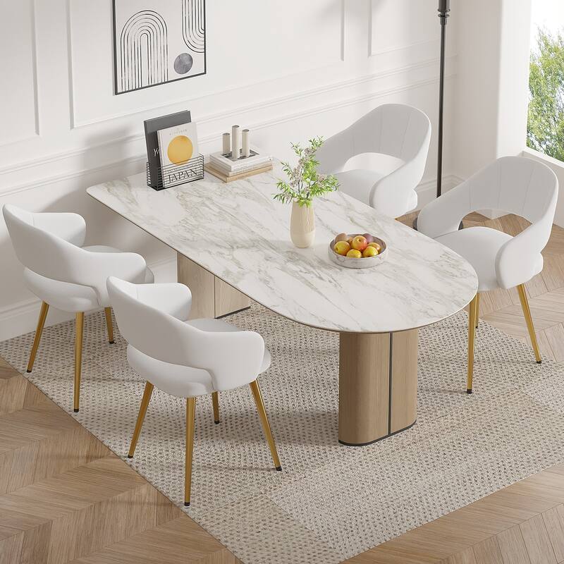 Javlergo Modern Dining Chairs, Comfy Dining Room Chairs with Thick Cushions, Upholstered Kitchen Side Chairs with Metal Legs