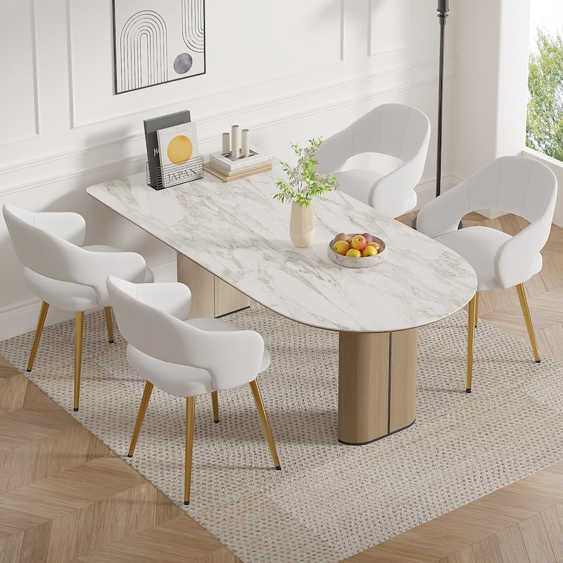VECELO Modern Upholstered Dining Chairs Set of 4 Velvet Kitchen Chairs for Dining Room