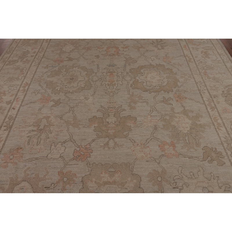 Floral Oriental Oushak Turkish Area Rug Hand-Knotted Wool Carpet - 7'9"x 10'3"