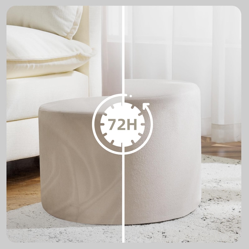 Bezseller Soft Boucle Pouf Ottoman, Comfortable Foot Rest, Full Foam Filling Footstool for Living Room, Bedroom