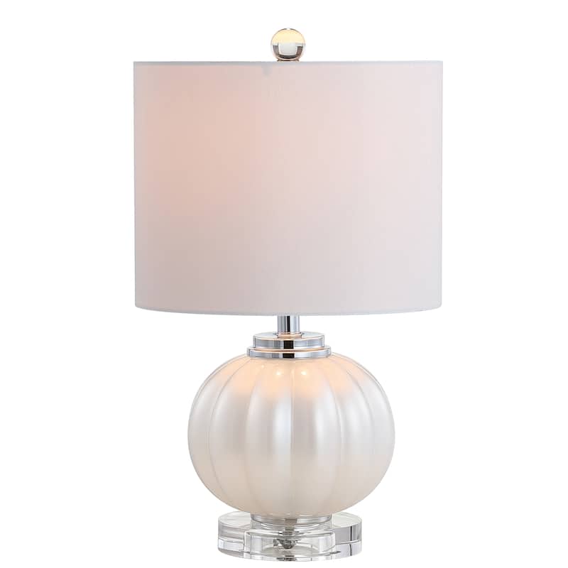Dana 17.5" Glass/Crystal LED Table Lamp, White/Chrome by JONATHAN Y