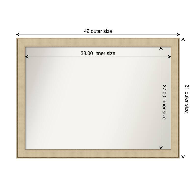 Non-Beveled Bathroom Wall Mirror - Classic Honey Silver Frame - 42 x 31 in - Classic Honey Silver
