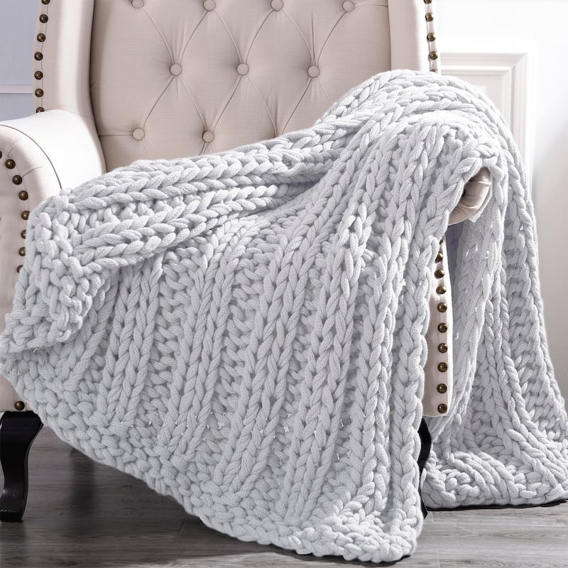 Modern Threads Luxury Chunky Knit Acrylic Bed Sofa Throw