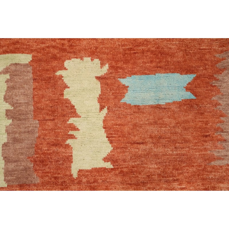 Hand Knotted Oriental 100% Wool Carpet Modern Geometric Oranges & Rust Gabbeh Area Rug - 14' 1'' X 9' 11''