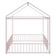 preview thumbnail 14 of 22, Playhouse Design Full House Bed with Fence, Metal Montessori Floor Bed Frame with Roof for Toddler, Kids, Teens, Girls, Boys