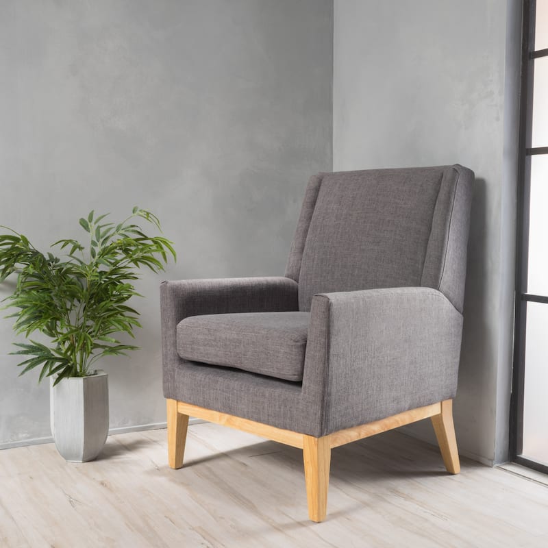 Modern 27.5" Upholstered Accent Chair with Wide Cushion and Wood Legs for Living Room