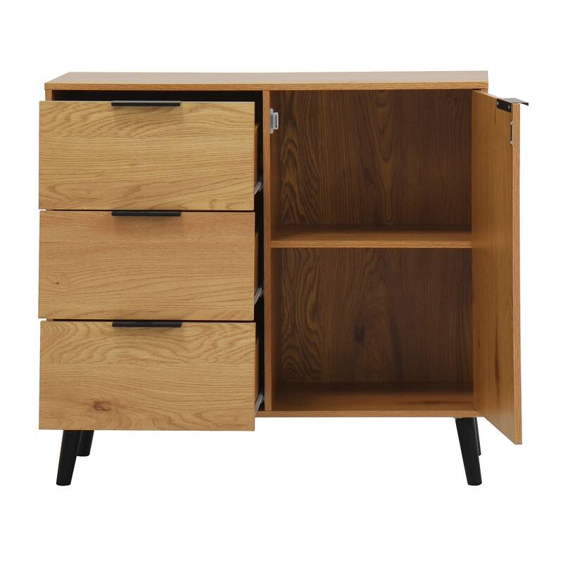 Storage Cabinet with 3 Drawers and Adjustable Shelf