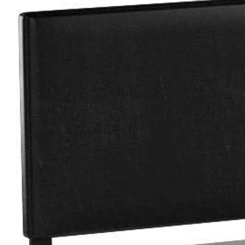 Shirin Twin Size Bed, Wood, Nailhead Trim, Upholstered Headboard, Black