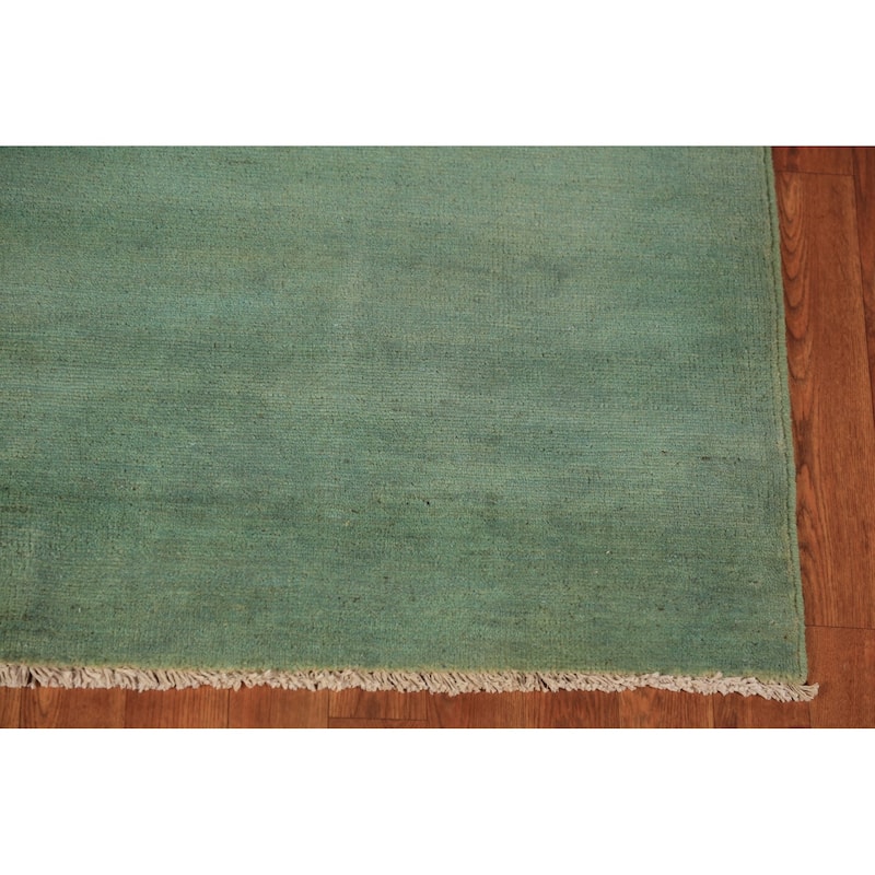 Green Gabbeh Modern Area Rug Handmade Wool Carpet - 4'10" x 6'7"