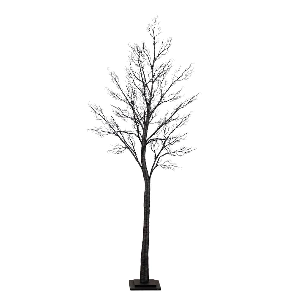 Pre-Lit Minimalist Twig Artificial Halloween Tree - 7' - Multicolor LED Lights