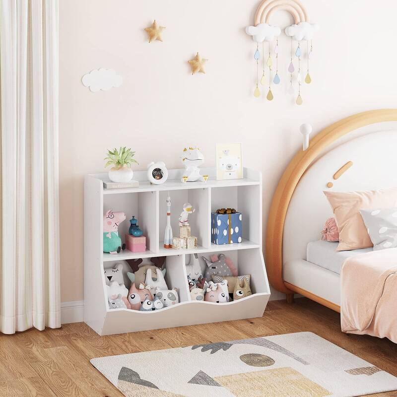 Toy Bookshelf and Bookcase, Multi Shelf with Cubby Organizer Cabinet for Storage Books and Toys
