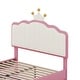 preview thumbnail 9 of 28, Roomfitters Upholstered Princess Bed with Crown Headboard, Platform Bed with Light Strips and Golden Metal Legs, White+Pink