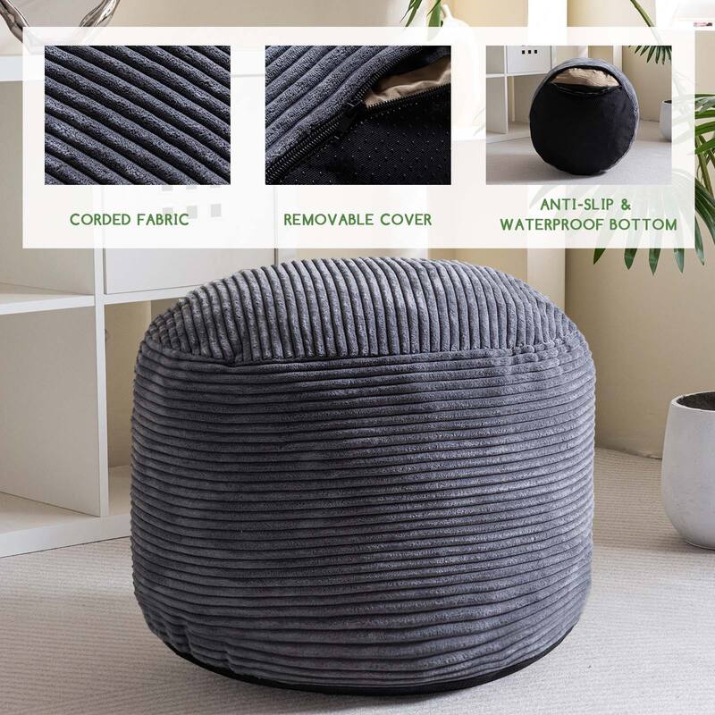 Round Corduroy Pouf Ottoman 20-inch/26inch