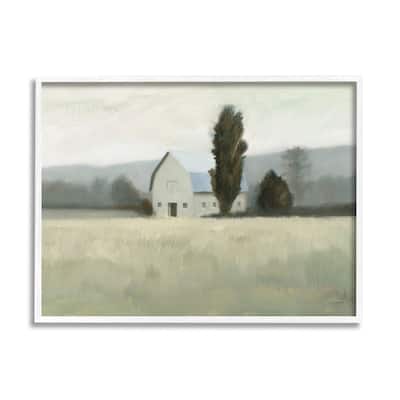 Stupell Farmside Landscape White Barn Green Meadow Framed Giclee Texturized Art by James Wiens
