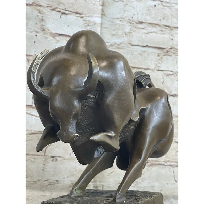 Abstract Surreal Charging Bull Bronze Statue Sculpture Figure Modern Art Deco 10 Inchesx 14 Inches