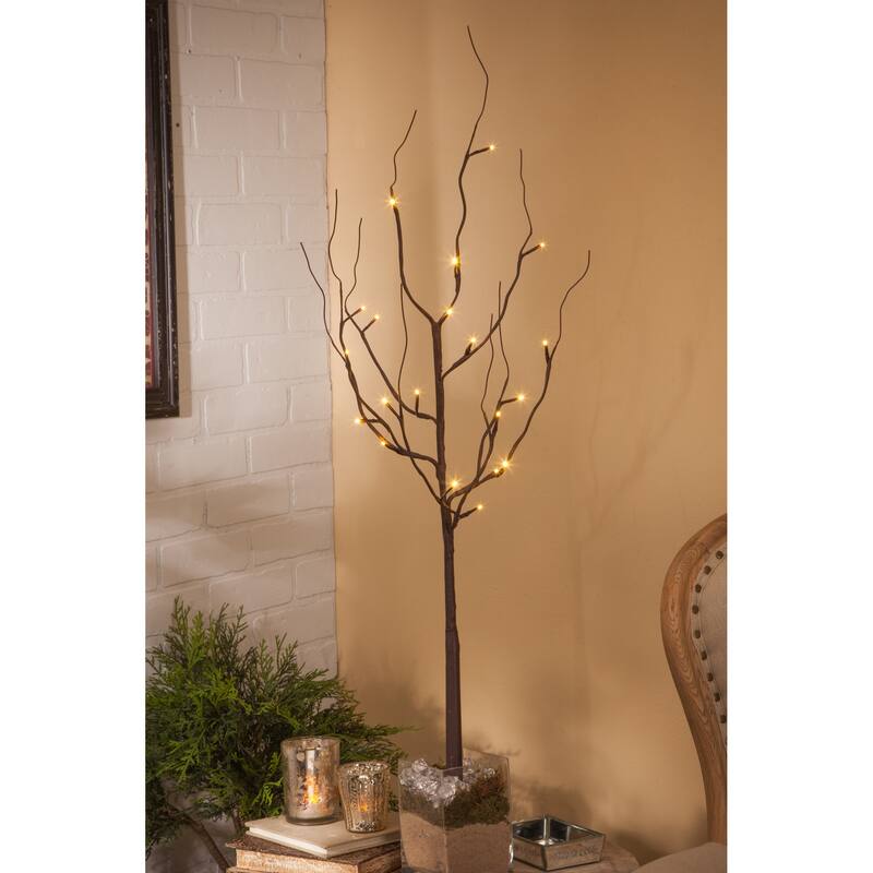 39 in Brown LED Branches with Timer Set of 2